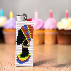 Peyote Stitch Beaded Lighter Cover, TRIBAL BEAUTY by Bead with Bugs