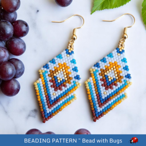 LATE SUMMER:  Brick Stitch Beaded Earrings Pattern by Bead with Bugs