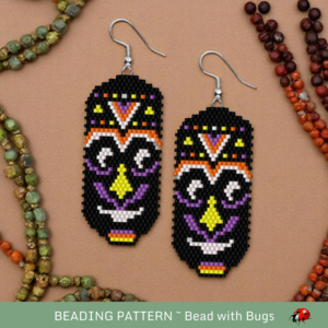 ETHNIC MASK:  Brick Stitch Beaded Earrings Pattern by Bead with Bugs