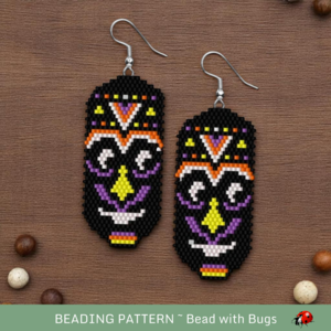 ETHNIC MASK:  Brick Stitch Beaded Earrings Pattern by Bead with Bugs