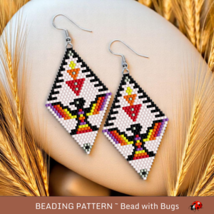 THUNDERBIRD:  Brick Stitch Beaded Earrings Pattern by Bead with Bugs