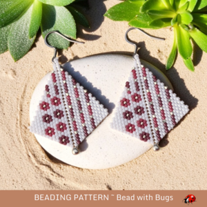 WINEBERRY : Peyote Stitch Kite Earring Pattern by Bead with Bugs