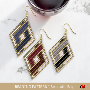 WOVEN SERIES:  Brick Stitch Beaded Earrings Pattern by Bead with Bugs