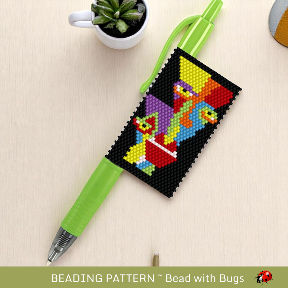 ABSTRACT ART: Peyote Stitch Beaded Pen Wrap by Bead with Bugs
