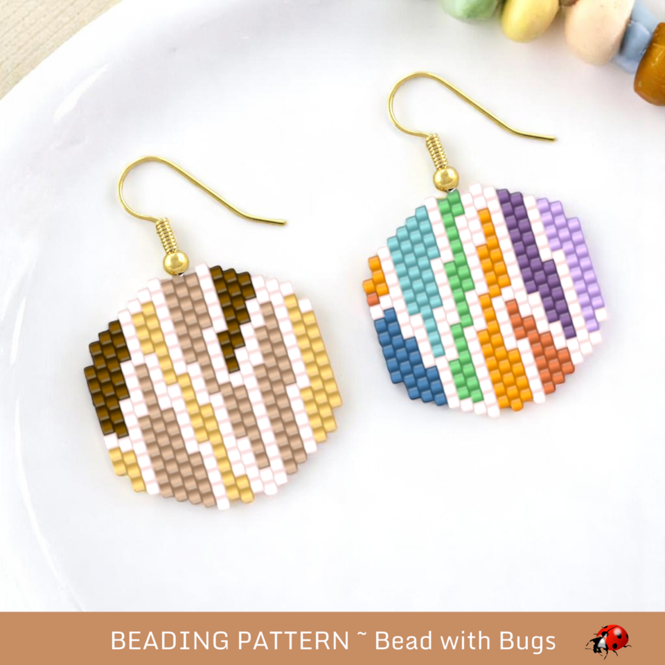 ABSTRACTLY YOURS:  Brick Stitch Beaded Earrings Pattern by Bead with Bugs