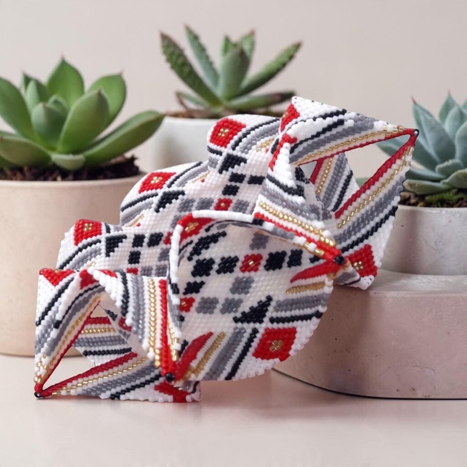 Amelia Winged Bangle Pattern - Peyote & Herringbone Stitch Bracelet Design