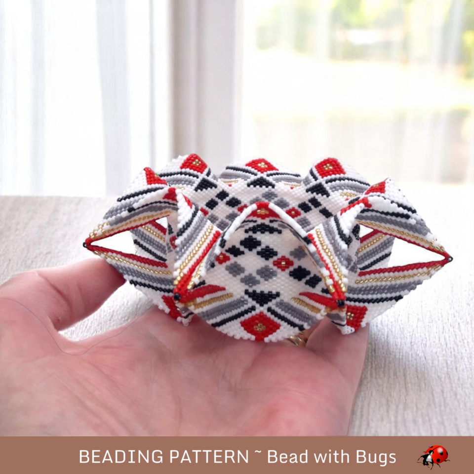 Amelia Winged Bangle Pattern - Peyote & Herringbone Stitch Bracelet Design
