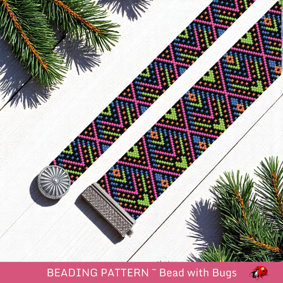BANDANA: A Peyote Stitch Beaded Bracelet Pattern by Bead with Bugs