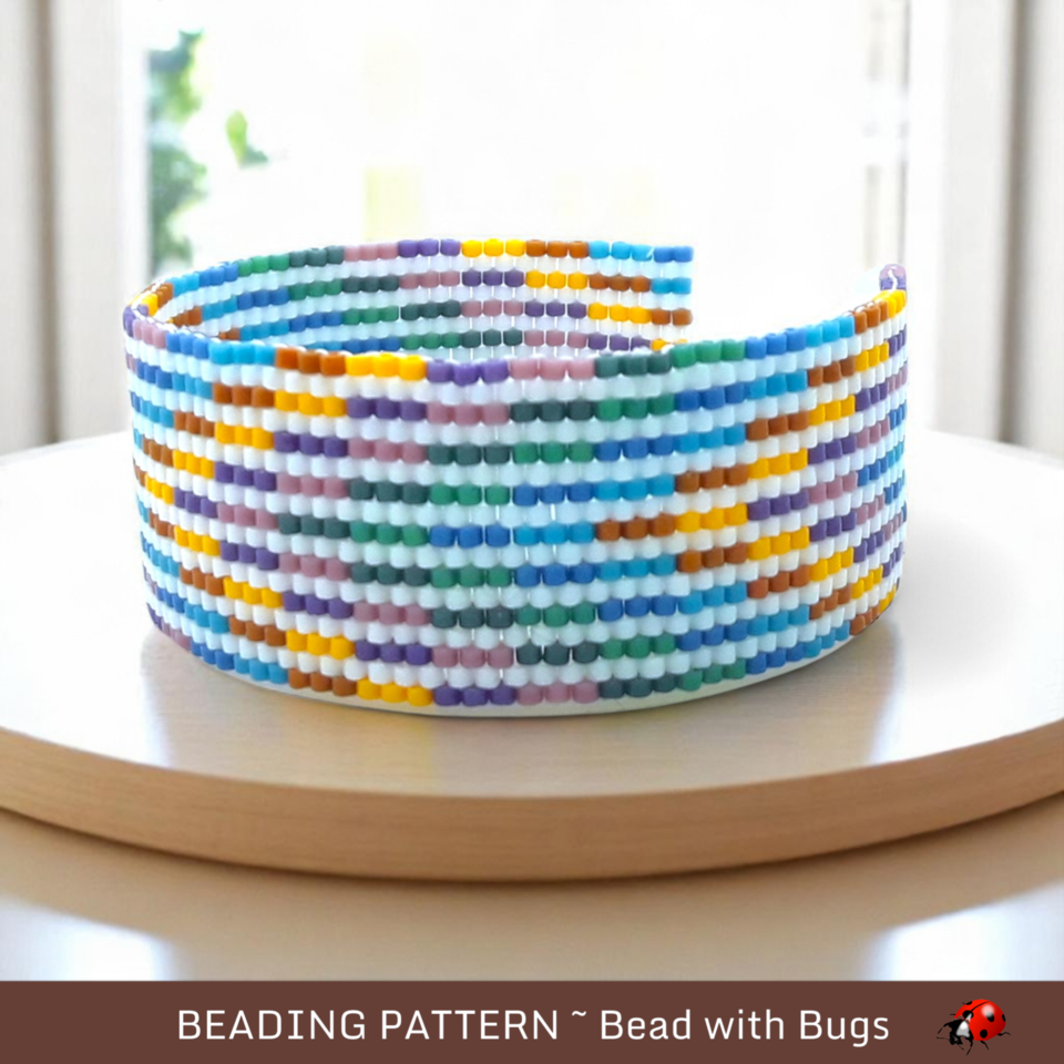BATIK STRIPES:  A Peyote Stitch Beaded Bracelet Pattern by Bead with Bugs