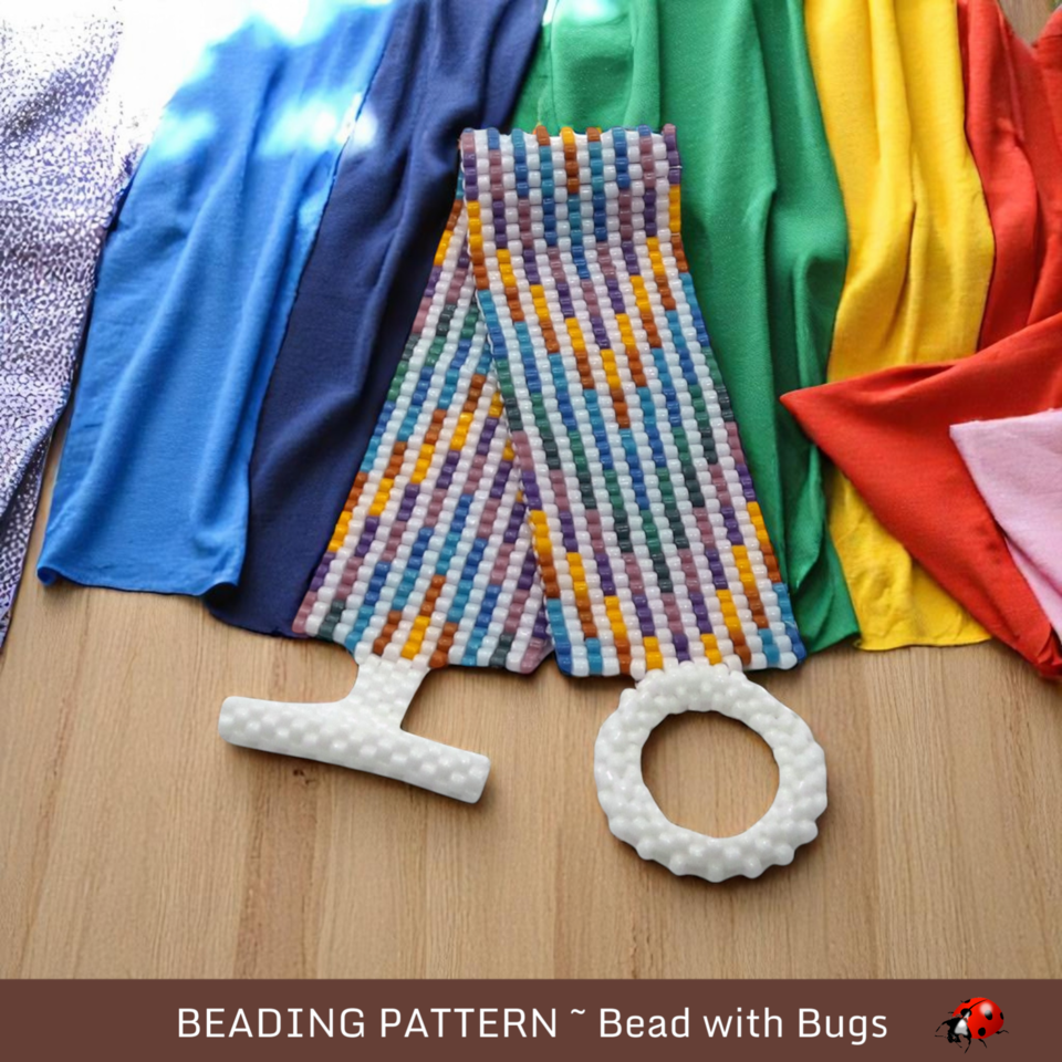 BATIK STRIPES:  A Peyote Stitch Beaded Bracelet Pattern by Bead with Bugs