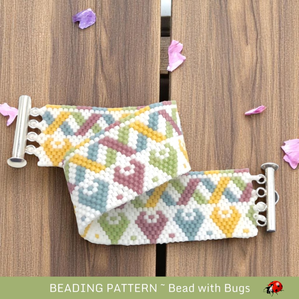 BE GENTLE: A Peyote Stitch Beaded Bracelet Pattern by Bead with Bugs