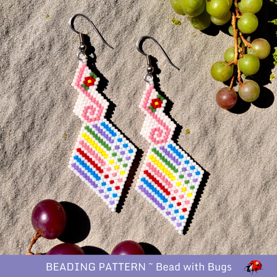 BE HAPPY:  Brick Stitch Beaded Earrings Pattern by Bead with Bugs