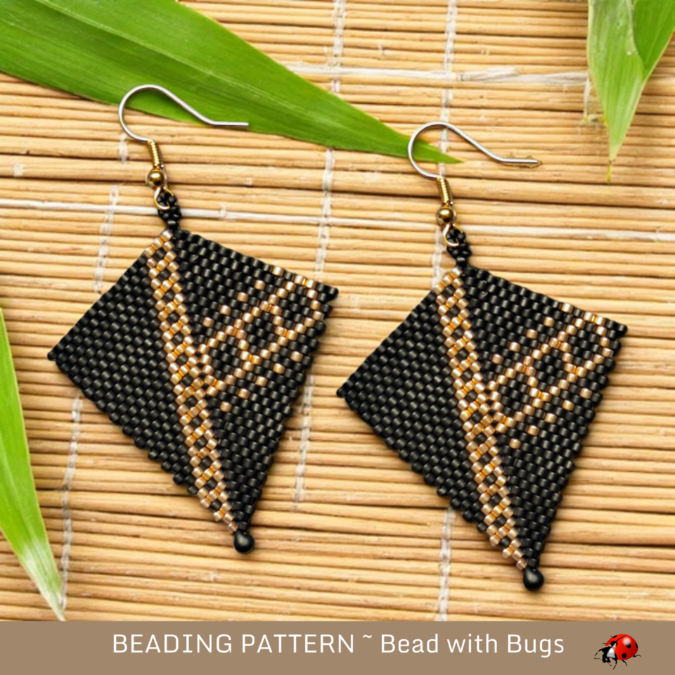 BLACK & GOLD 4: Peyote Stitch Beading Pattern by Bead with Bugs