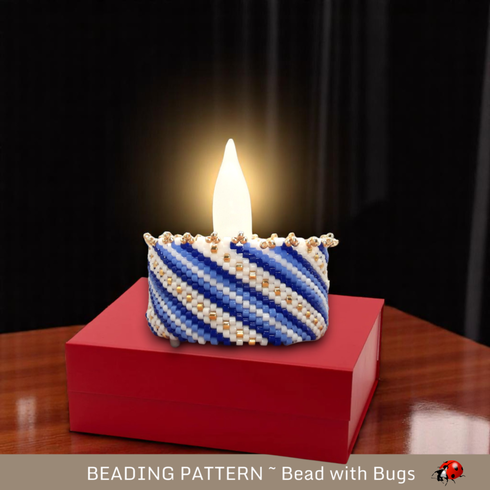 CALMING BLUES: Peyote Stitch Beaded Tea Light Cover Pattern by Bead with Bugs
