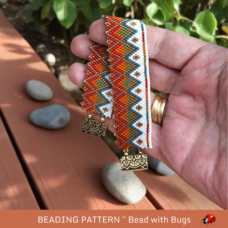 BOHO AUTUMN: A Peyote Stitch Beaded Bracelet Pattern by Bead with Bugs