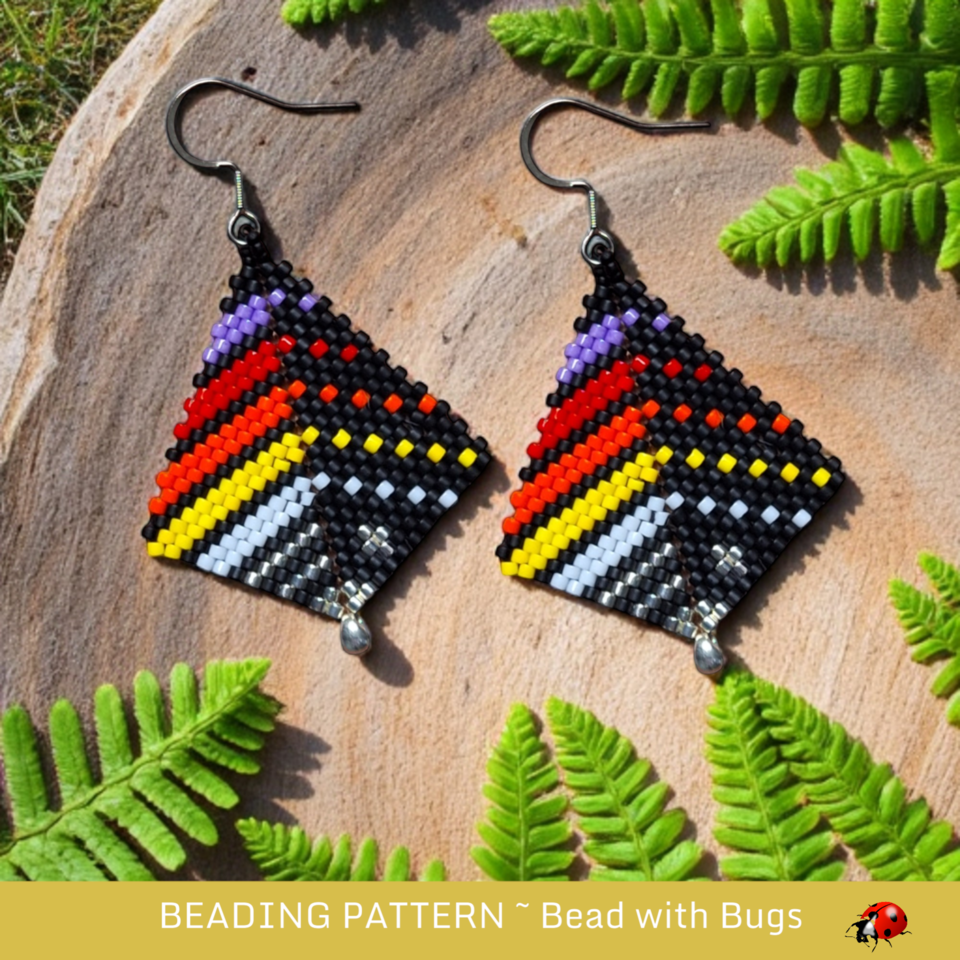 BRIGHT KITE: Peyote Stitch Kite Earring Pattern by Bead with Bugs