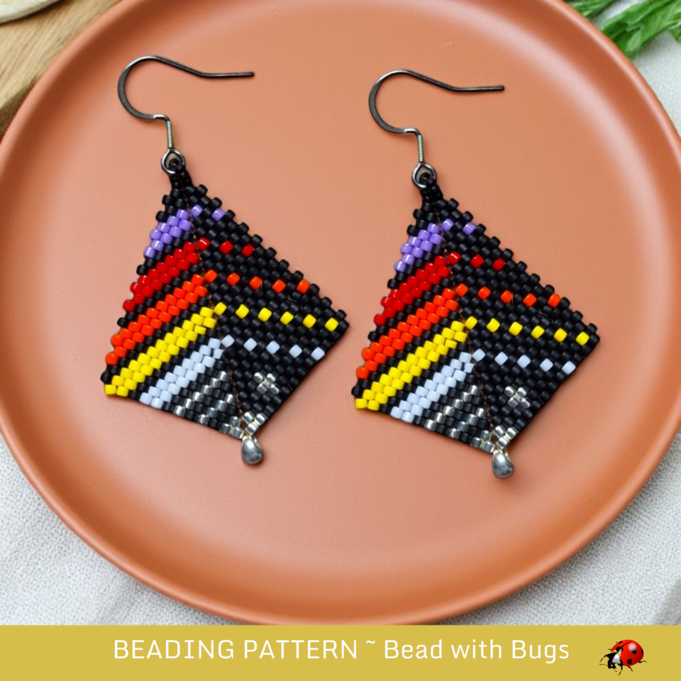 BRIGHT KITE: Peyote Stitch Kite Earring Pattern by Bead with Bugs