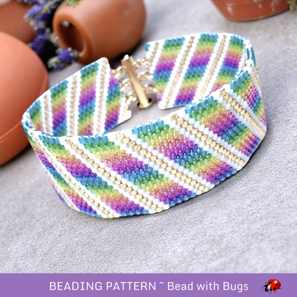 CANDY SHOP: A Peyote Stitch Beaded Bracelet Pattern by Bead with Bugs