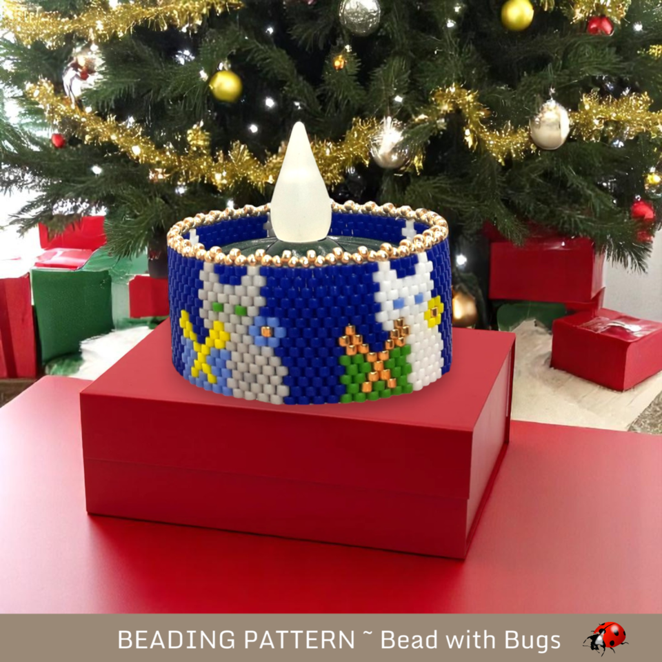 CHRISTMAS CATS: Peyote Stitch Beaded Tea Light Cover Pattern by Bead with Bugs