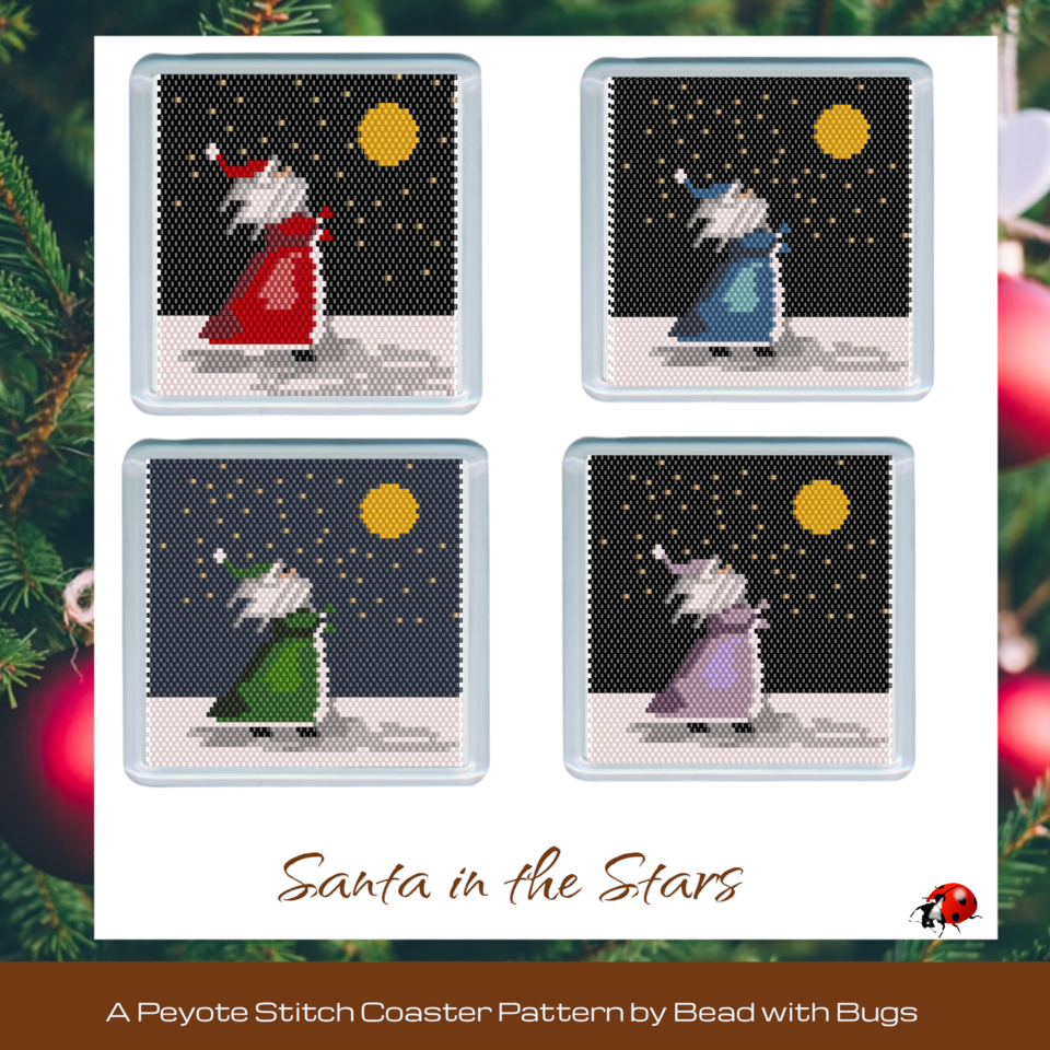 SANTA COLLECTION:  Beaded Coaster Pattern Set