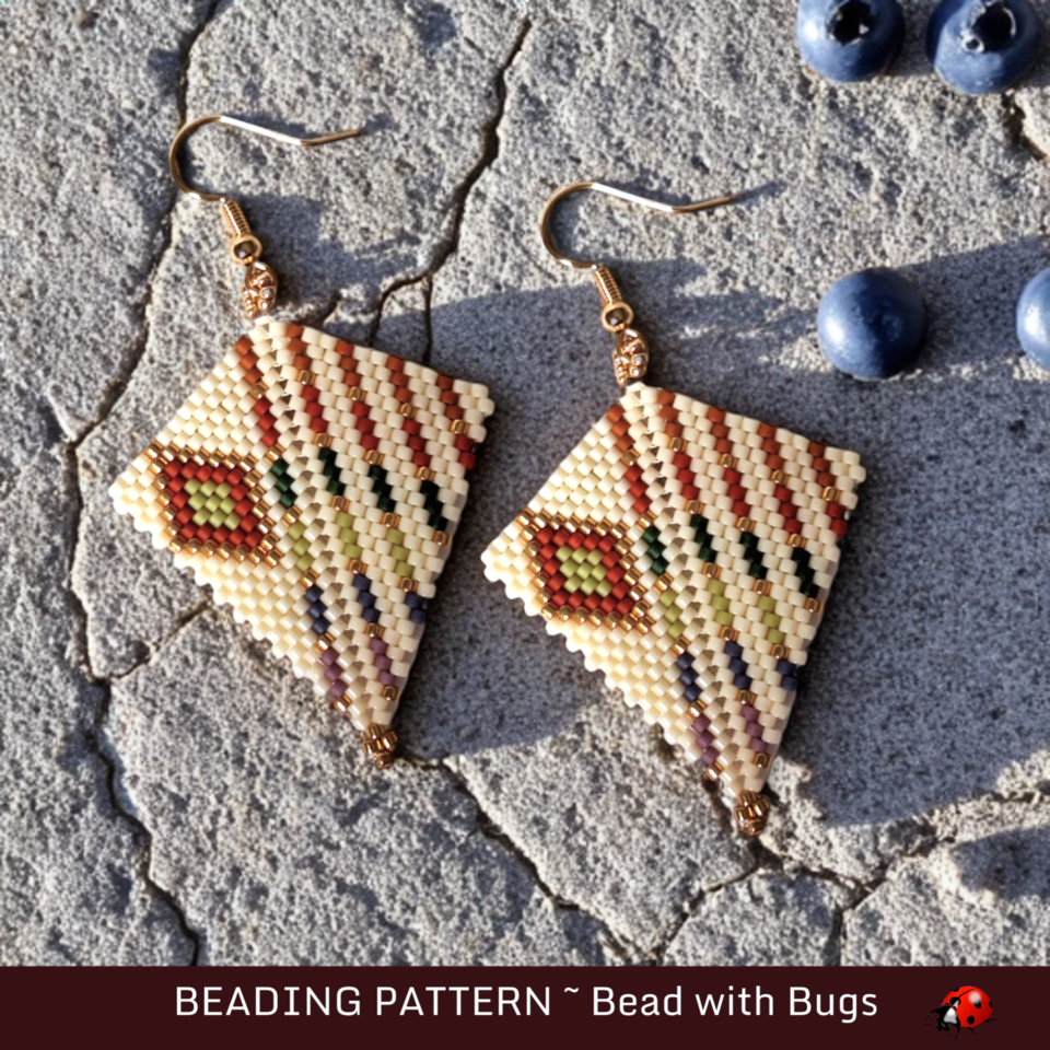 CROWNING GLORY: Peyote Stitch Earring Pattern by Bead with Bugs