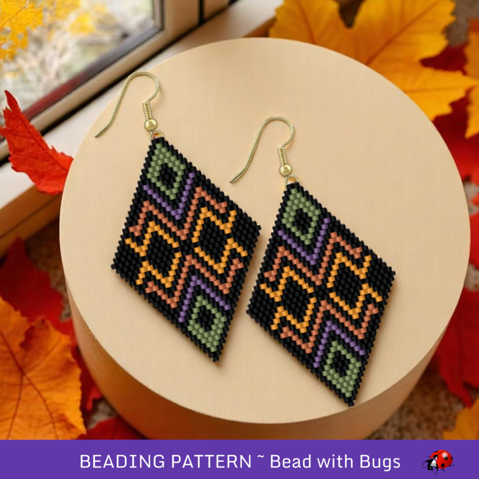 EARTHBOUND:  Brick Stitch Beaded Earrings Pattern by Bead with Bugs