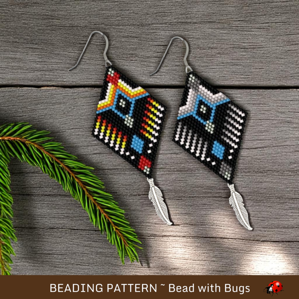 EVENING STAR:  Brick Stitch Beaded Earrings Pattern by Bead with Bugs