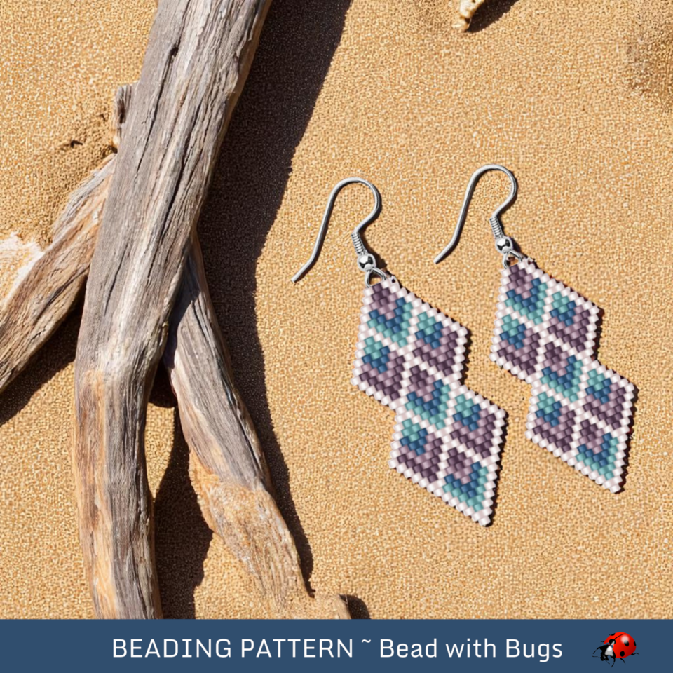 FEATHERS:  Brick Stitch Beaded Earrings Pattern by Bead with Bugs