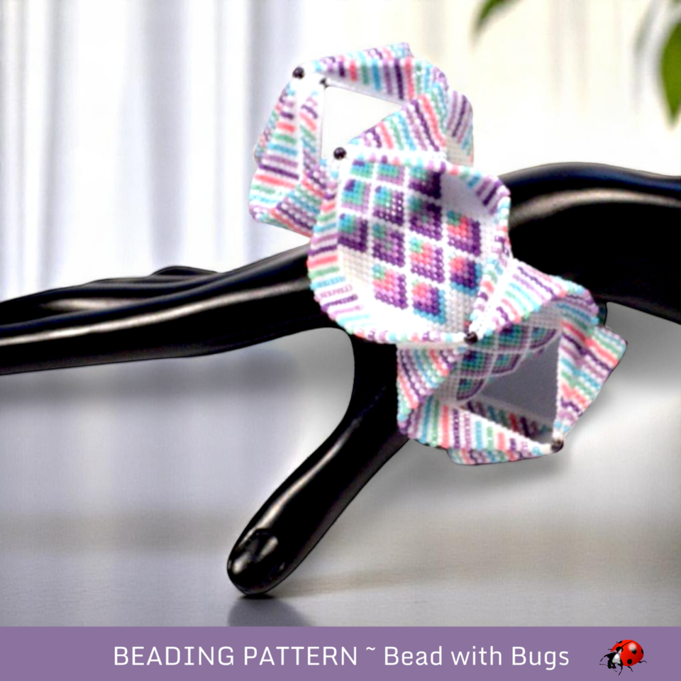 FEATHERS Winged Bangle Pattern - Peyote & Herringbone Stitch Bracelet Design
