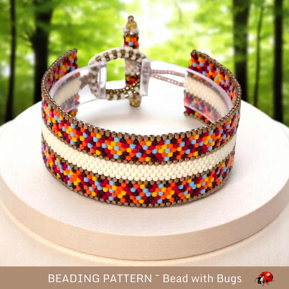 FIRE AND ICE 2:  A Peyote Stitch Beaded Bracelet Pattern by Bead with Bugs