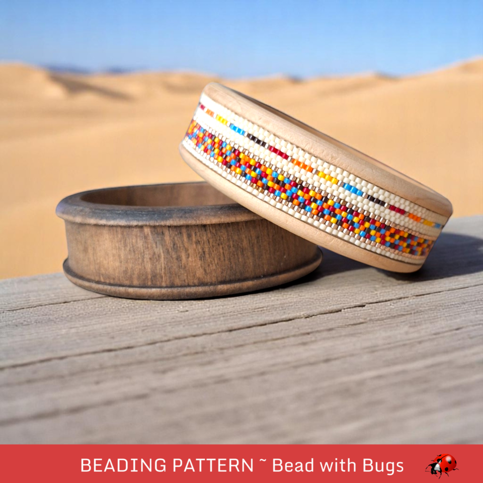 FIRE AND ICE: A Peyote Stitch Beaded Bangle Band Pattern by Bead with Bugs