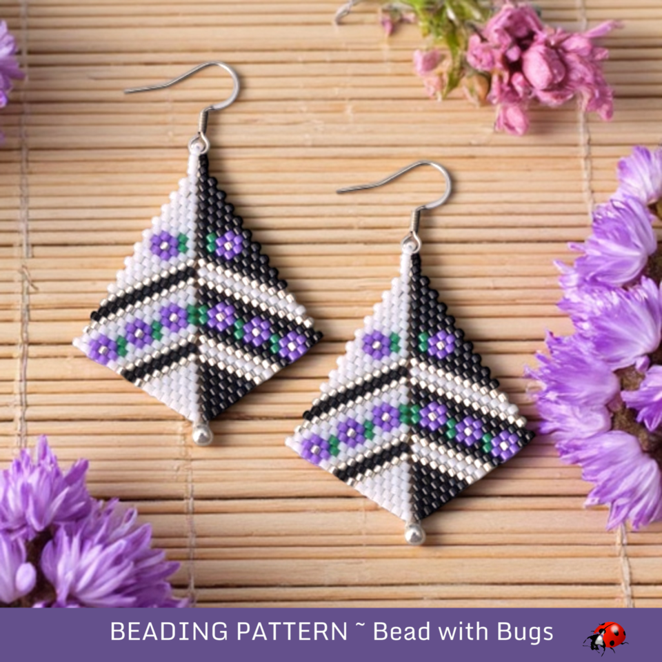 FLOWER POWER: Peyote Stitch Earring Pattern by Bead with Bugs