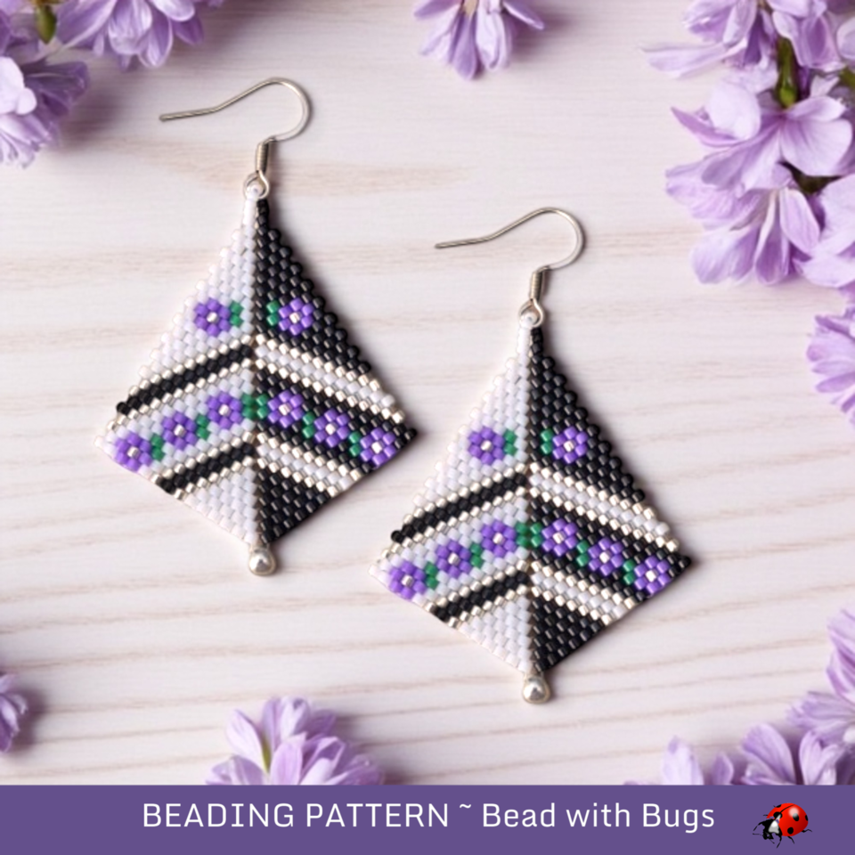FLOWER POWER: Peyote Stitch Earring Pattern by Bead with Bugs