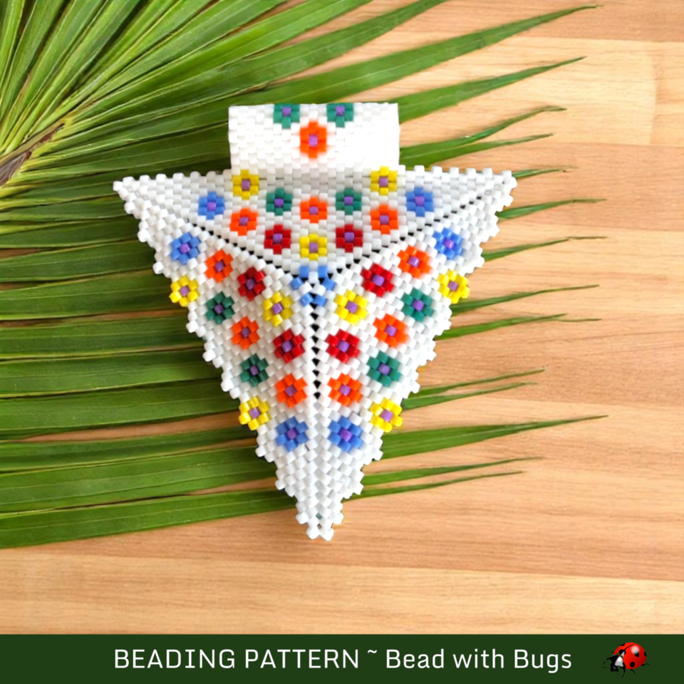 FLOWER POWER: 3D Beaded Peyote Pendant Pattern by Bead with Bugs