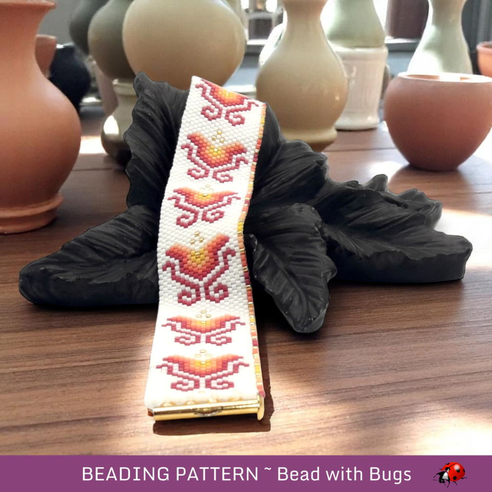 GARDEN PARTY:  A Peyote Stitch Beaded Bracelet Pattern by Bead with Bugs