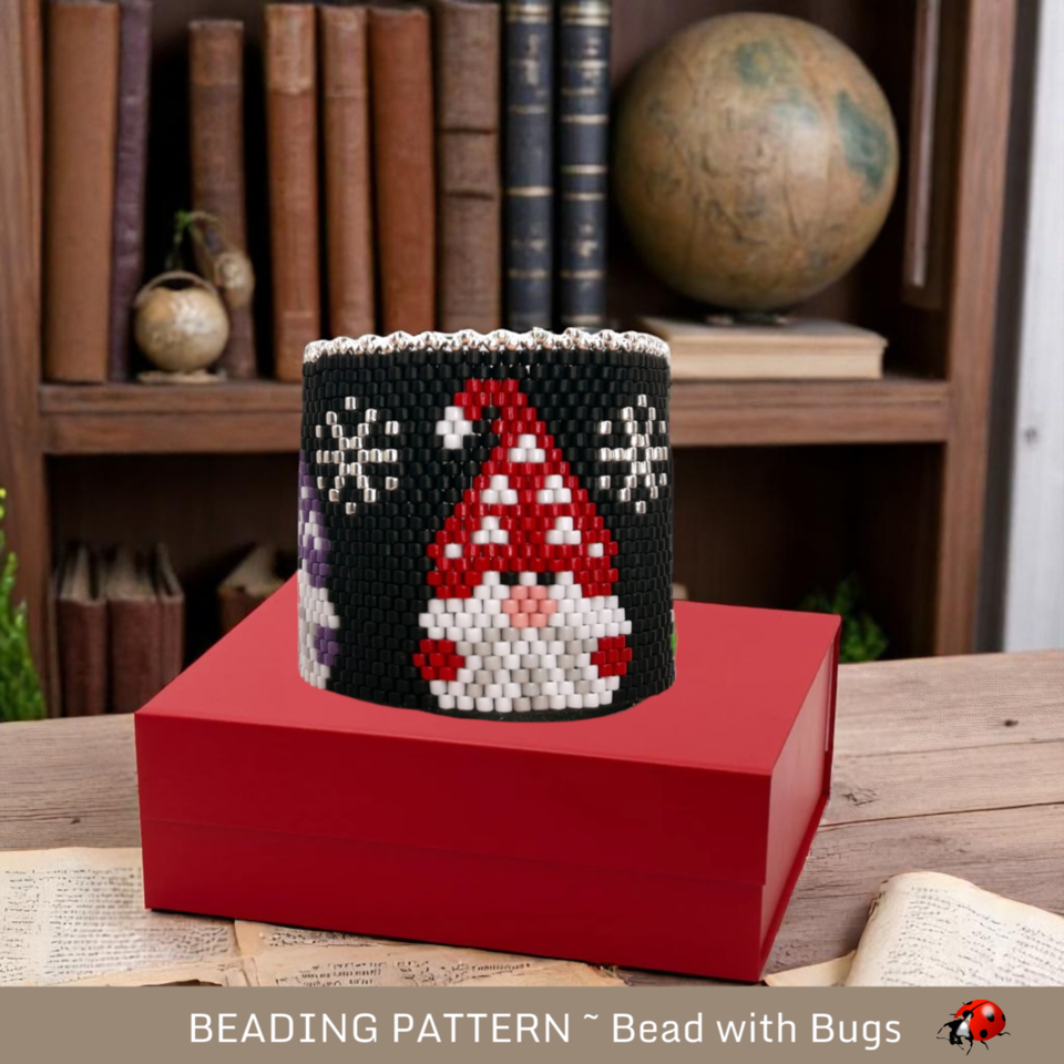 GNOMES: Peyote Stitch Beaded Tea Light Cover Pattern by Bead with Bugs