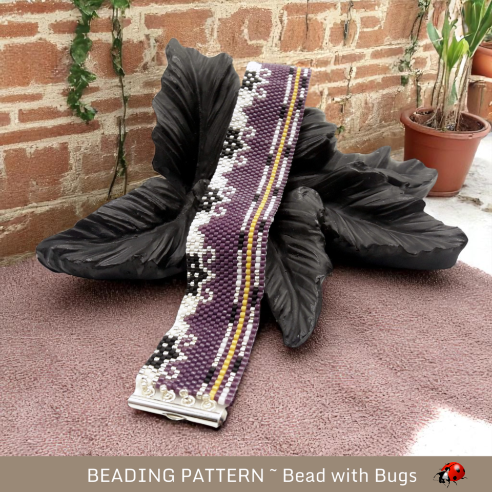 GORGEOUS GRAPE:  A Peyote Stitch Beaded Bracelet Pattern by Bead with Bugs