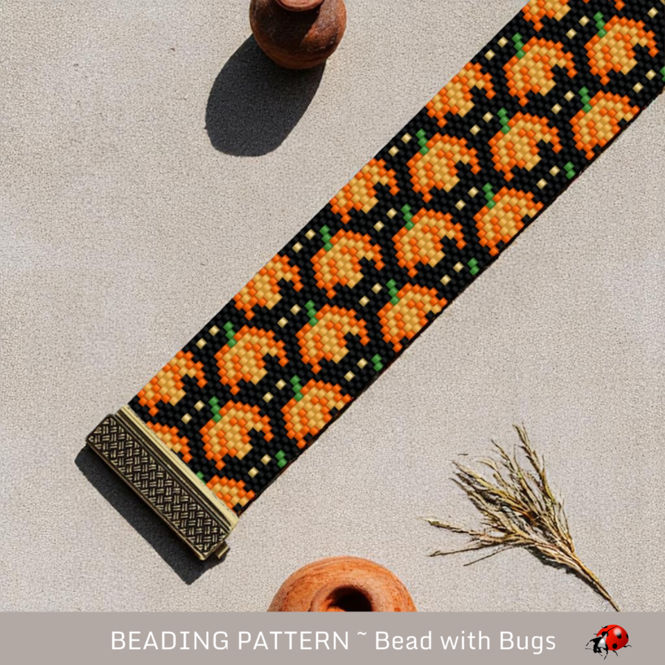 HALLOWEEN CATS: A Peyote Stitch Beaded Bracelet Pattern by Bead with Bugs