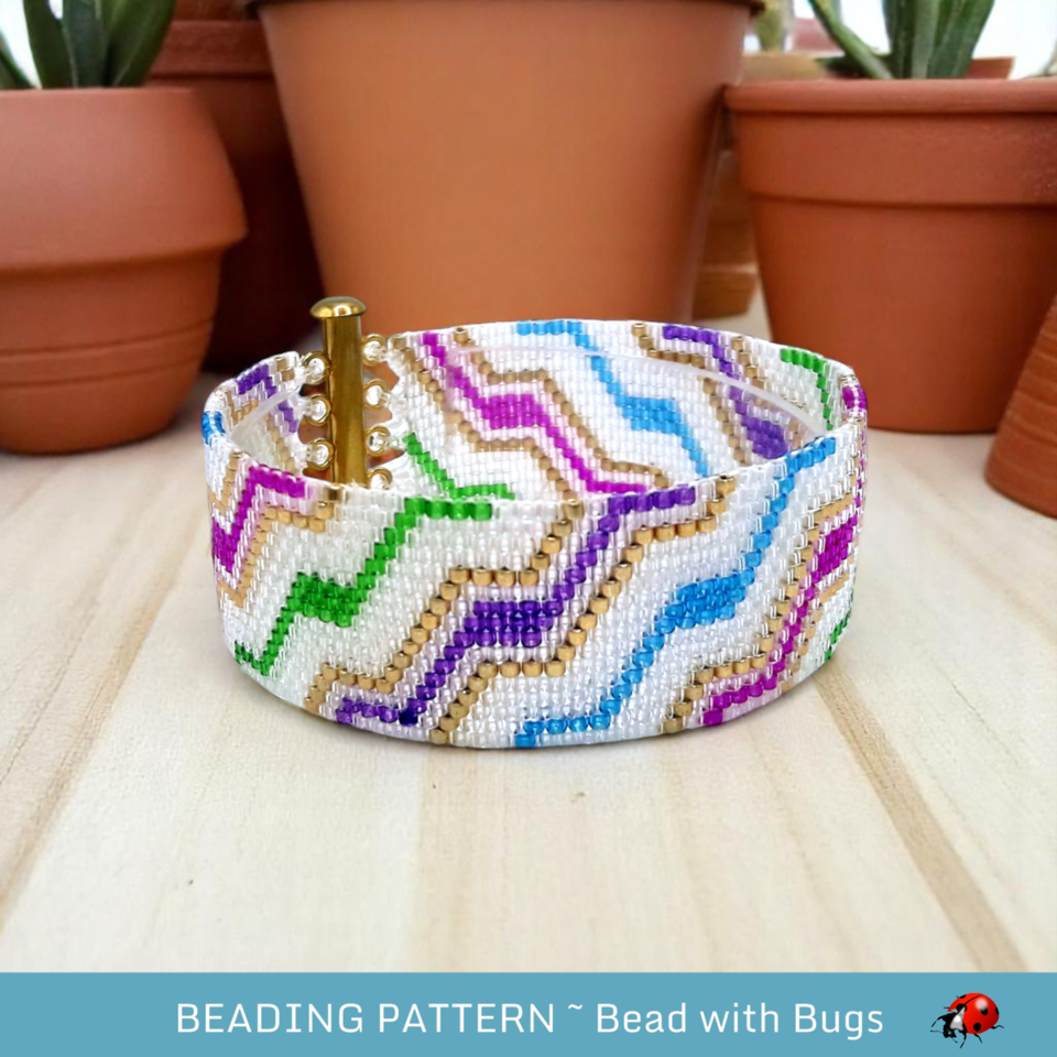 HAPPY DANCE: A Peyote Stitch Beaded Bracelet Pattern by Bead with Bugs