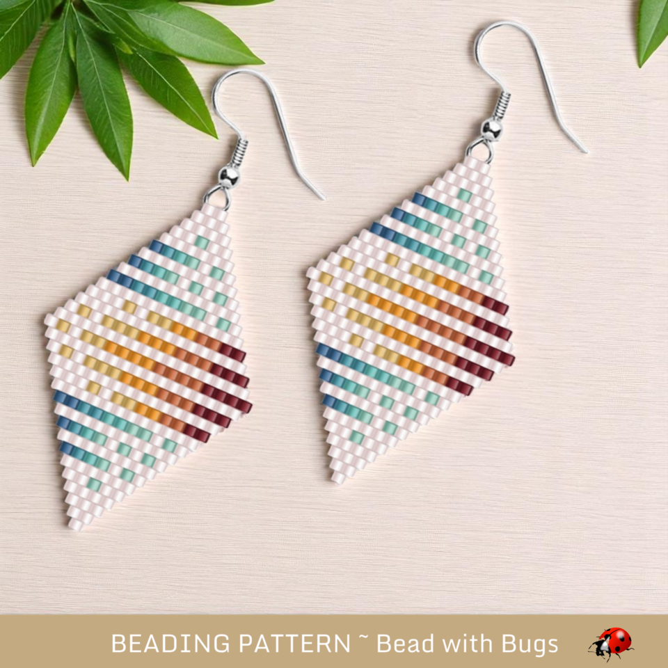 HOT AND COLD:  Brick Stitch Beaded Earrings Pattern by Bead with Bugs