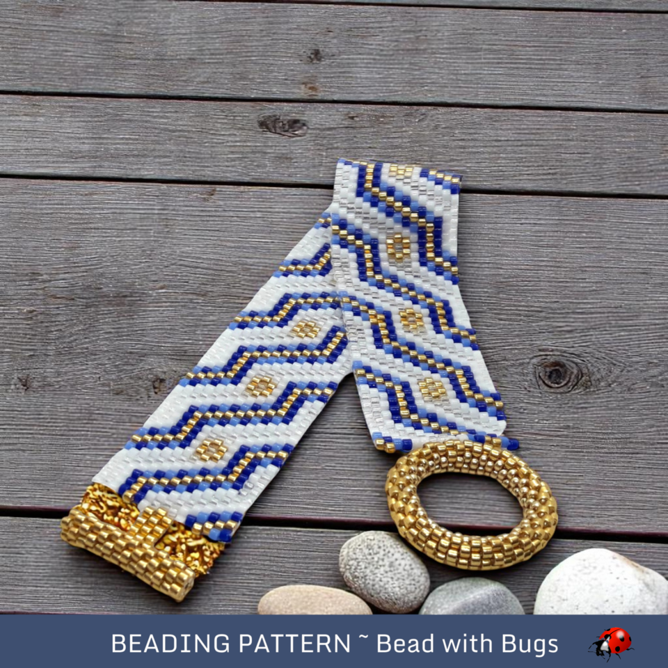 LADY SINGS the BLUES: A Peyote Stitch Beaded Bracelet Pattern by Bead with Bugs