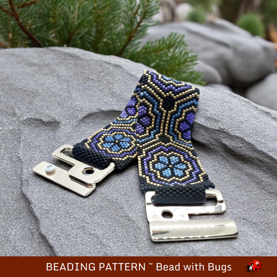 STAINED GLASS FLOWERS:  A Peyote Stitch Beaded Bracelet Pattern by Bead with Bugs