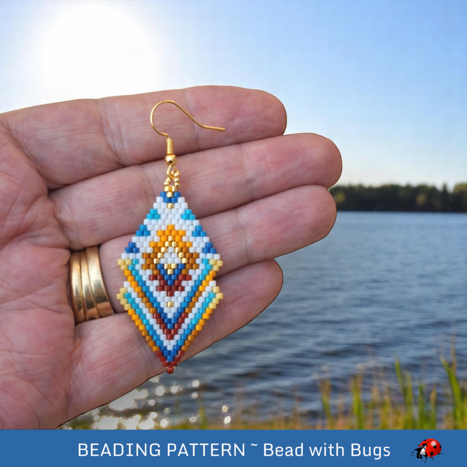 LATE SUMMER:  Brick Stitch Beaded Earrings Pattern by Bead with Bugs