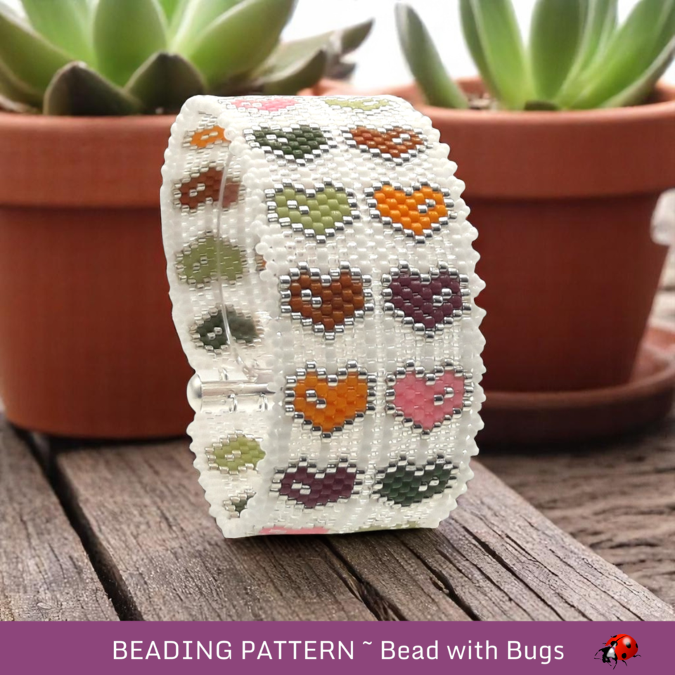 LOVE AFTERNOON: A Peyote Stitch Beaded Bracelet Pattern by Bead with Bugs