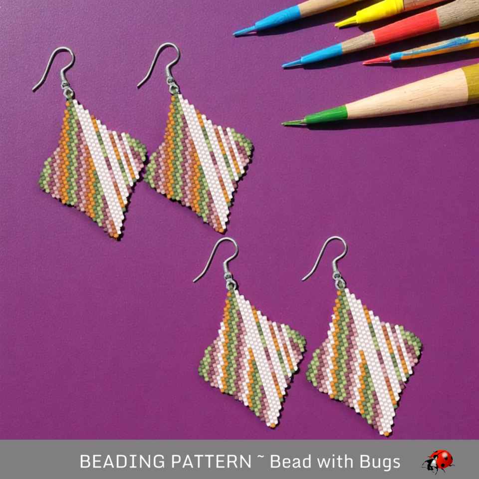 MID CENTURY MODERN:  Brick Stitch Beaded Earrings Pattern by Bead with Bugs
