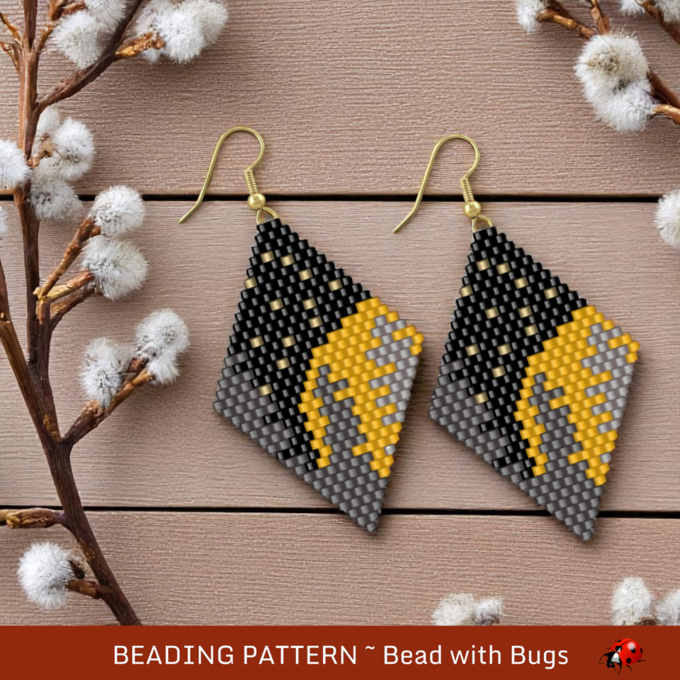 MOON RISE:  Brick Stitch Beaded Earrings Pattern by Bead with Bugs