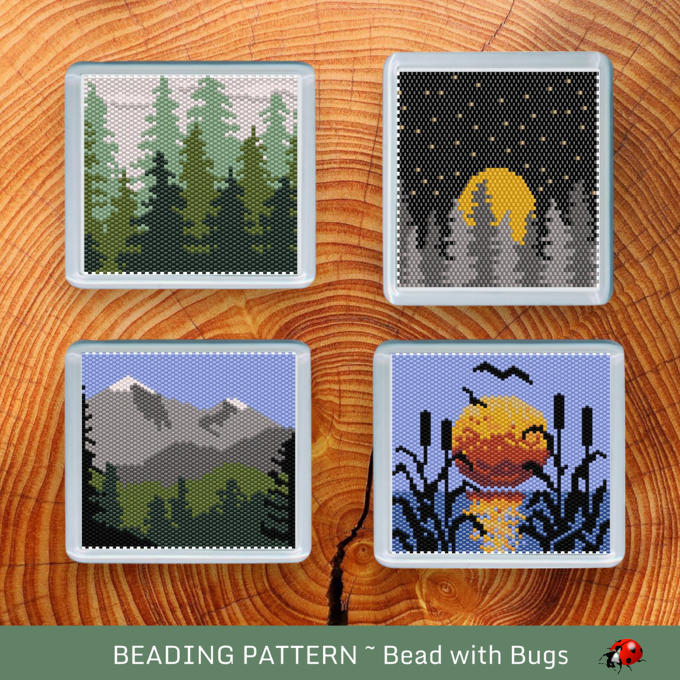 THE NATURE SERIES: Peyote Stitch Beaded Coaster Pattern by Bead with Bugs