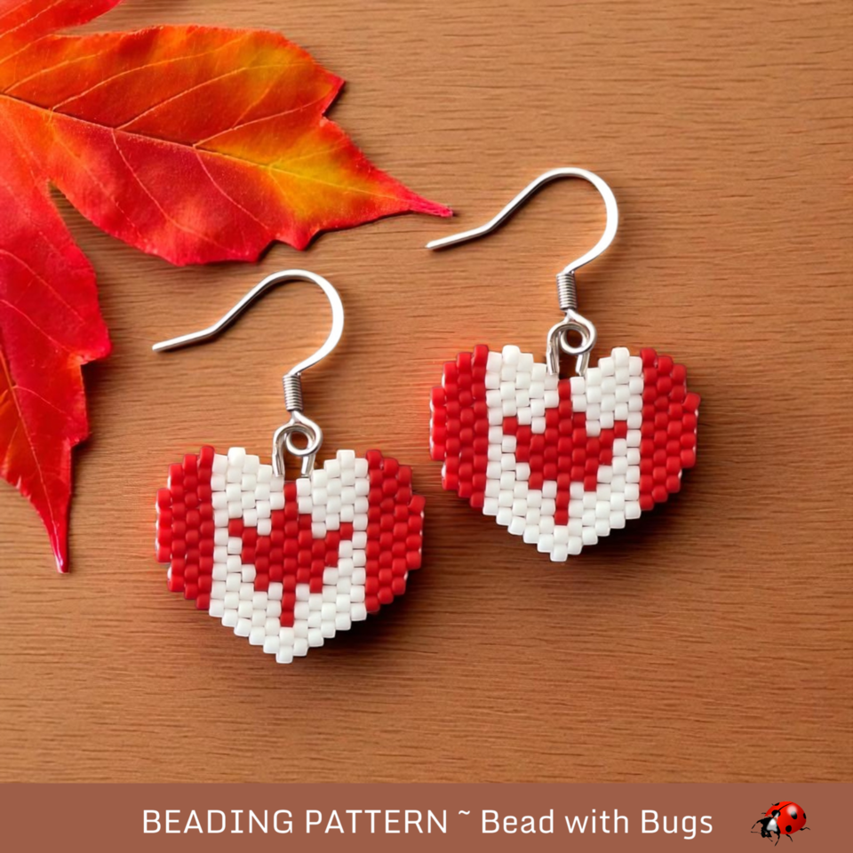 OH CANADA:  Brick Stitch Beaded Earrings Pattern by Bead with Bugs