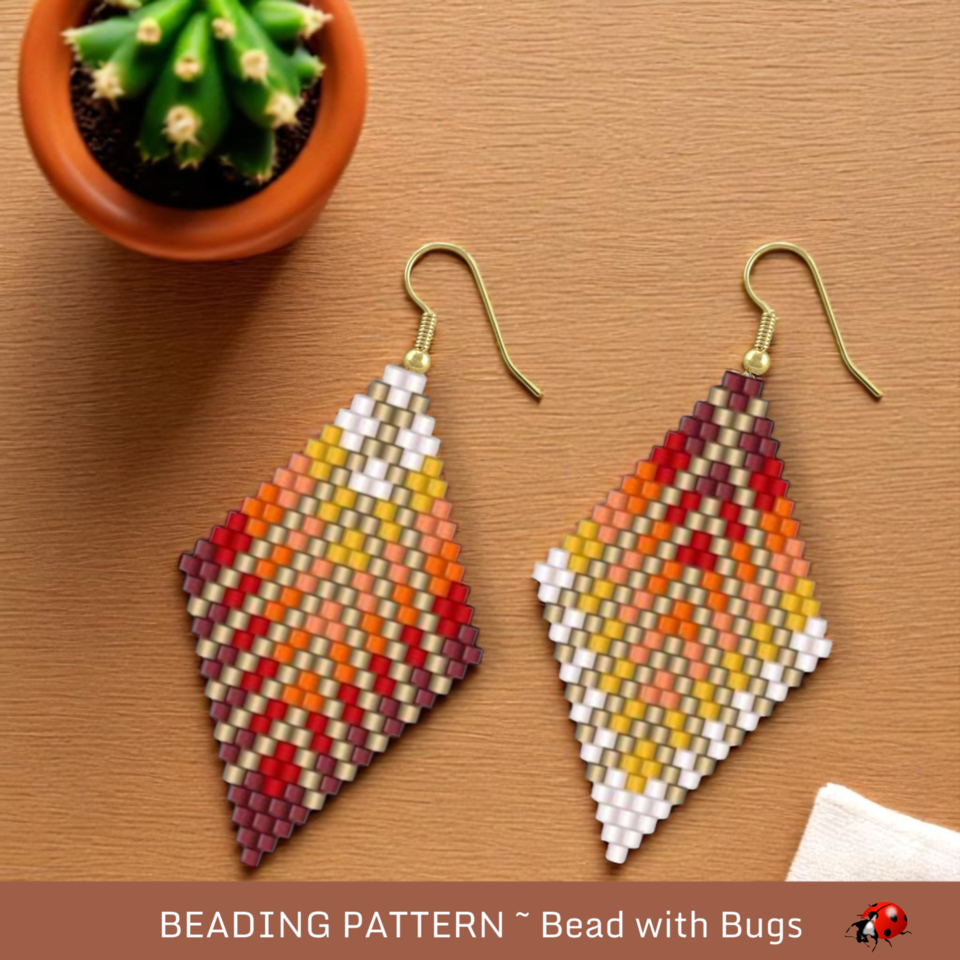 ON FIRE FOR You:  Brick Stitch Beaded Earrings Pattern by Bead with Bugs