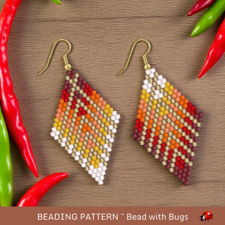 ON FIRE FOR You:  Brick Stitch Beaded Earrings Pattern by Bead with Bugs